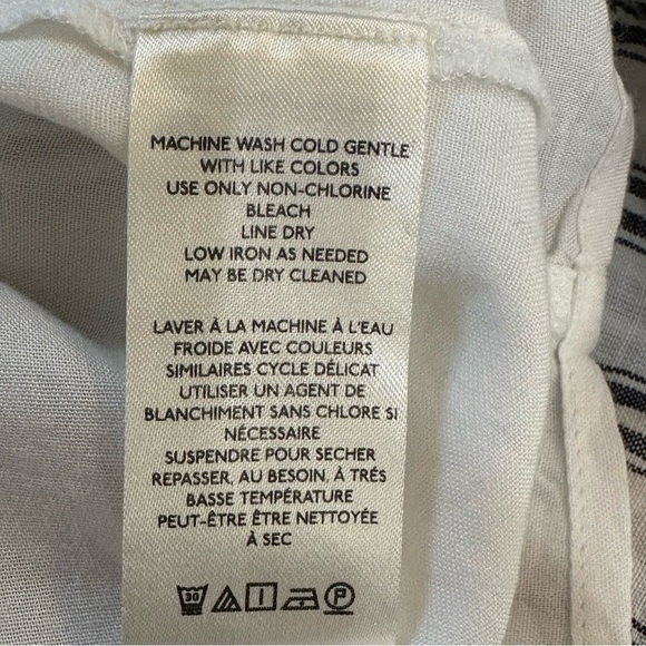 Pilcro Anthropologie Black White Striped Button Midi Dress 0 Ruffled Old Money - Picture 12 of 16